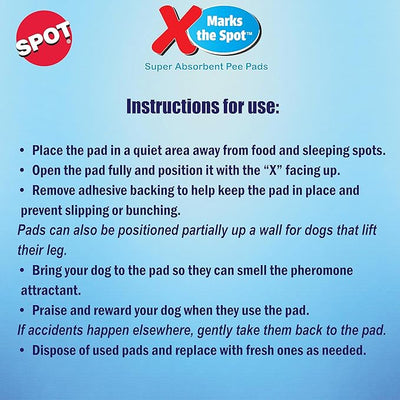 SPOT X Marks The Spot Puppy Training Pads – Extra Absorbent, Leak-Proof Dog Pee Pads with Adhesive Strips and Pheromones, Odor Control, 5-Layer Protection, 22 x 22 in, 100-Count