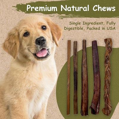 Top Dog Chews 6" Bully Sticks - 100% Natural, Grass-Fed Beef from Free-Ranging Cattle, 25 Pack of, Long Lasting Dog Treats for Small, Medium, and Large Dogs, Ideal for Chewing, Healthy Teeth & Gums
