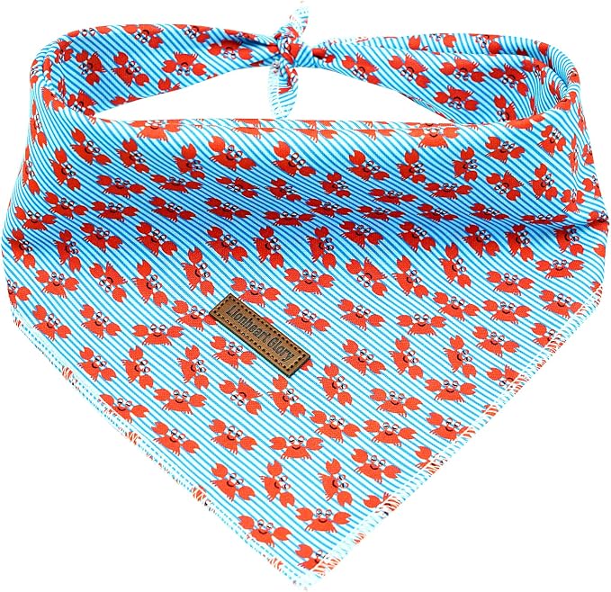 Lionheart Glory Blue Stripe Bandana 1 Pack - Washable Soft Scarf, Square Adjustable for Small Medium Dogs
