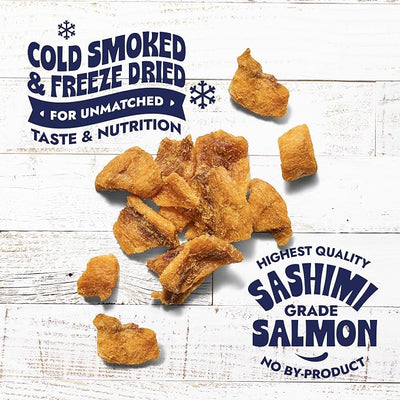 Finfare Freeze Dried Salmon Dog Treats, Protein & Omega-3s, Grain Free Salmon Dog Training Treats, Crafted in USA, Nuggets - 9oz