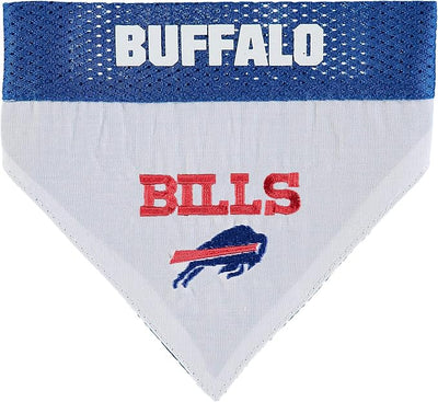 NFL DOG BANDANA - BUFFALO BILLS REVERSIBLE PET BANDANA. 2 Sided Sports Bandana with a PREMIUM Embroidery TEAM LOGO, Small/Medium. - 2 Sizes & 32 NFL Teams available