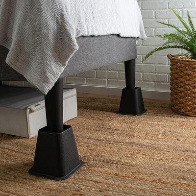 Simplify 6 Inch Bed Riser | Pack of 4 | Bed & Furniture Lifter Wheel Grooves | Under-Bed Storage | Bedroom & Dorm | Black