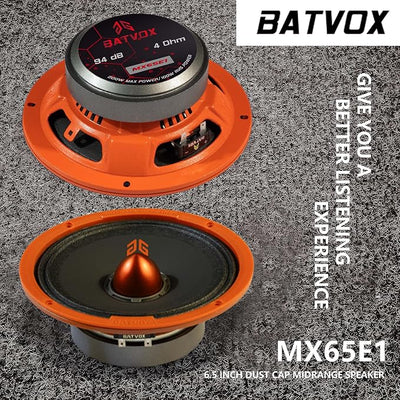 MX65E1 Midrange Loudspeaker 6.5" Orange Bullet, 400W Max, 6 Ohms, Premium Quality Audio Door Speakers for Car or Truck Stereo Sound System, Orange (2 Speaker)