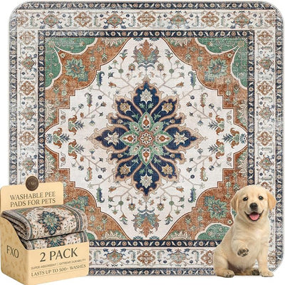 Washable Pee Pads for Dogs,Great Urine Absorbent Reusable Puppy Training Pads,Waterproof,Leak-Proof & Non-Slip Potty Pads for Whelping,Crate,Playpen,Bed.(Dark Teal Floral,36"x36")