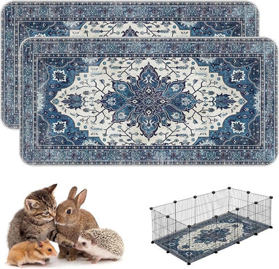 Washable Guinea Pig Pee Pads,Absorbent Reusable Guinea Pig Cage Liners,Waterproof,Leak-Proof & Non-Slip Potty Pads for Small Animals Rabbit Hamster Rat.(Dark Navy Floral,24"x48")